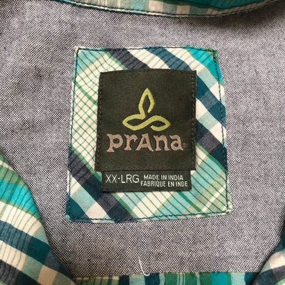 Prana Shirt XXL 2XL Green Plaid Long Sleeve button - Picture 2 of 8